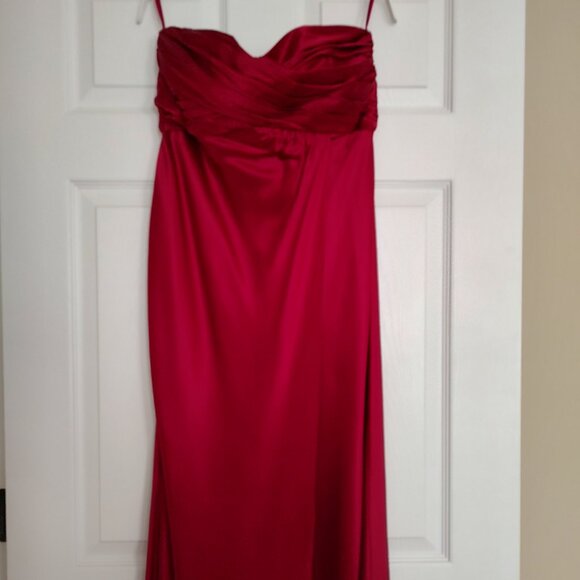 BANANA REPUBLIC SILK DRESS STRAPLESS FAUX WRAP EMPIRE WAIST RUCHED BOD REDICE 8 - Picture 1 of 11